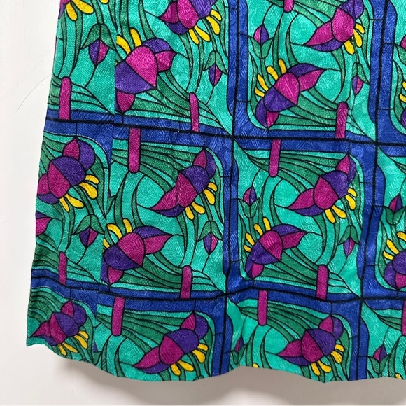 Vintage Doncaster Green Floral Print Pleated Midi Skirt Women’s Size 14 Retro - Picture 12 of 16